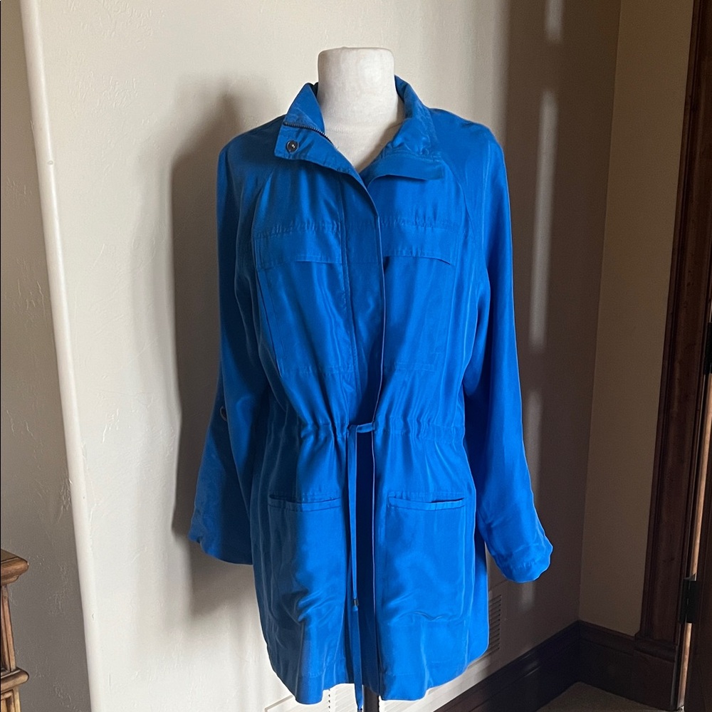 Lightweight Royal Blue Silk Utility Jacket/ Top